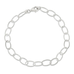 Sterling Silver Fancy Link Anklet