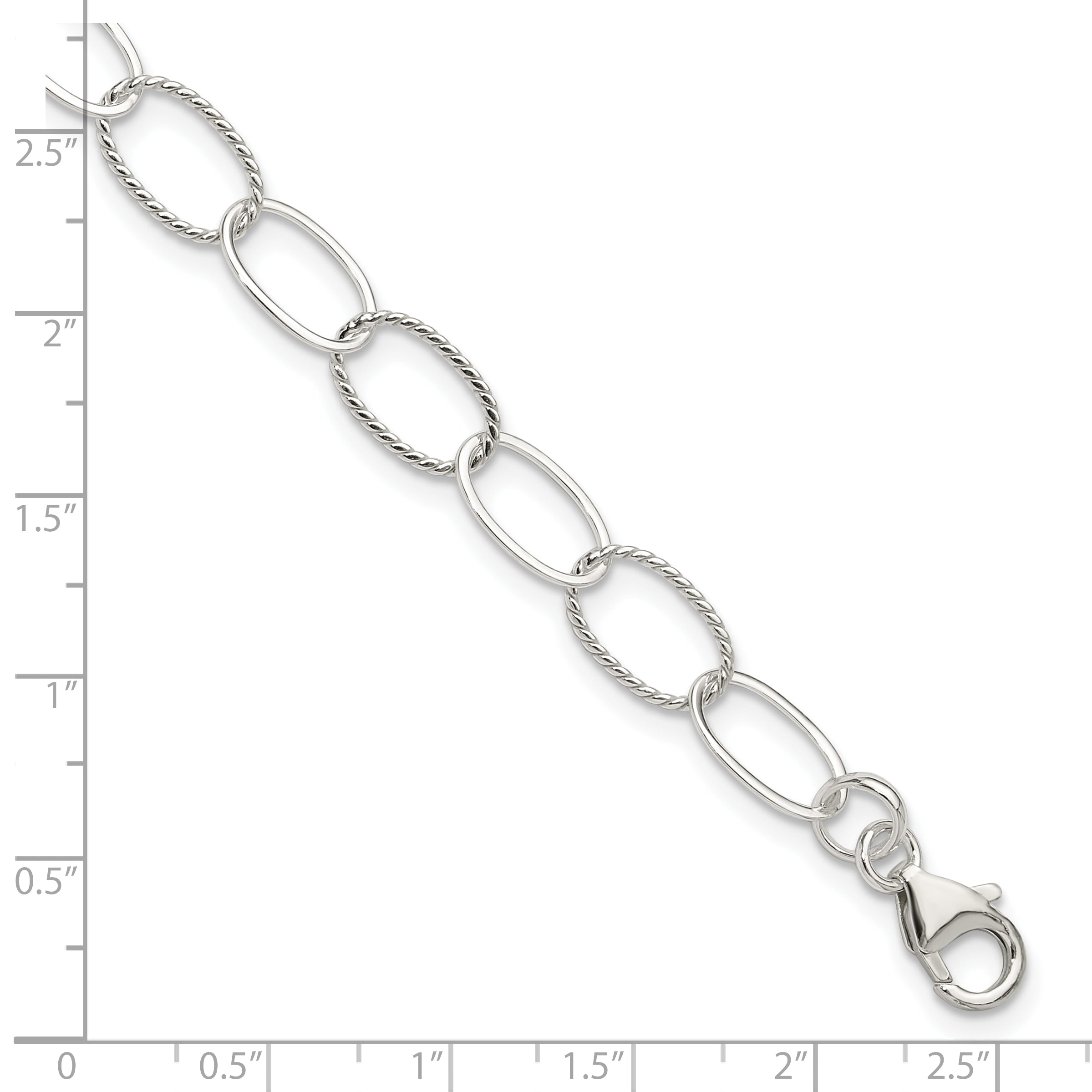 Sterling Silver Fancy Link Anklet