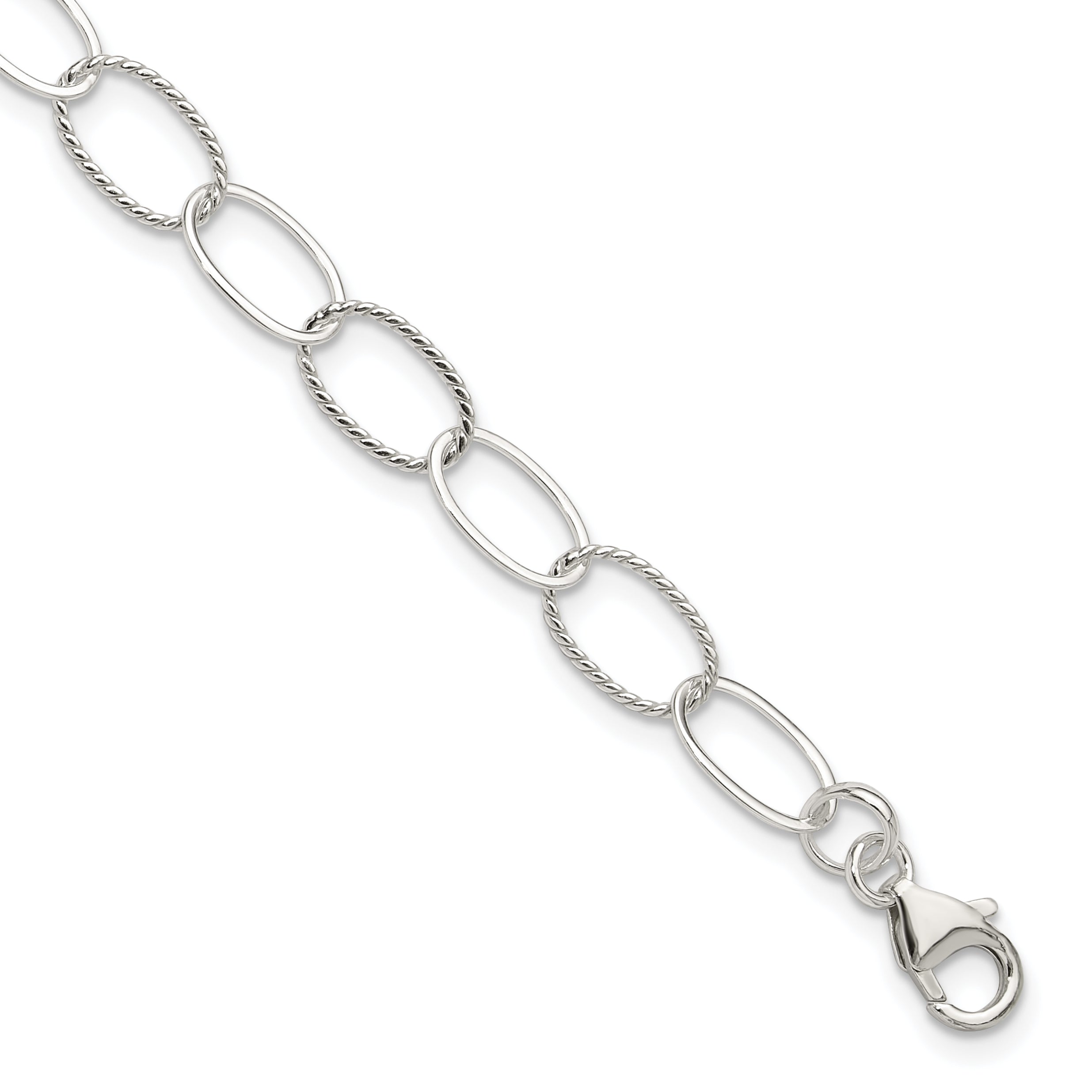 Sterling Silver Fancy Link Anklet