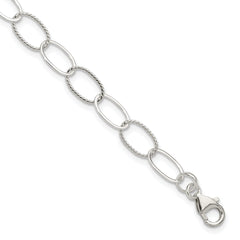 Sterling Silver Fancy Link Anklet