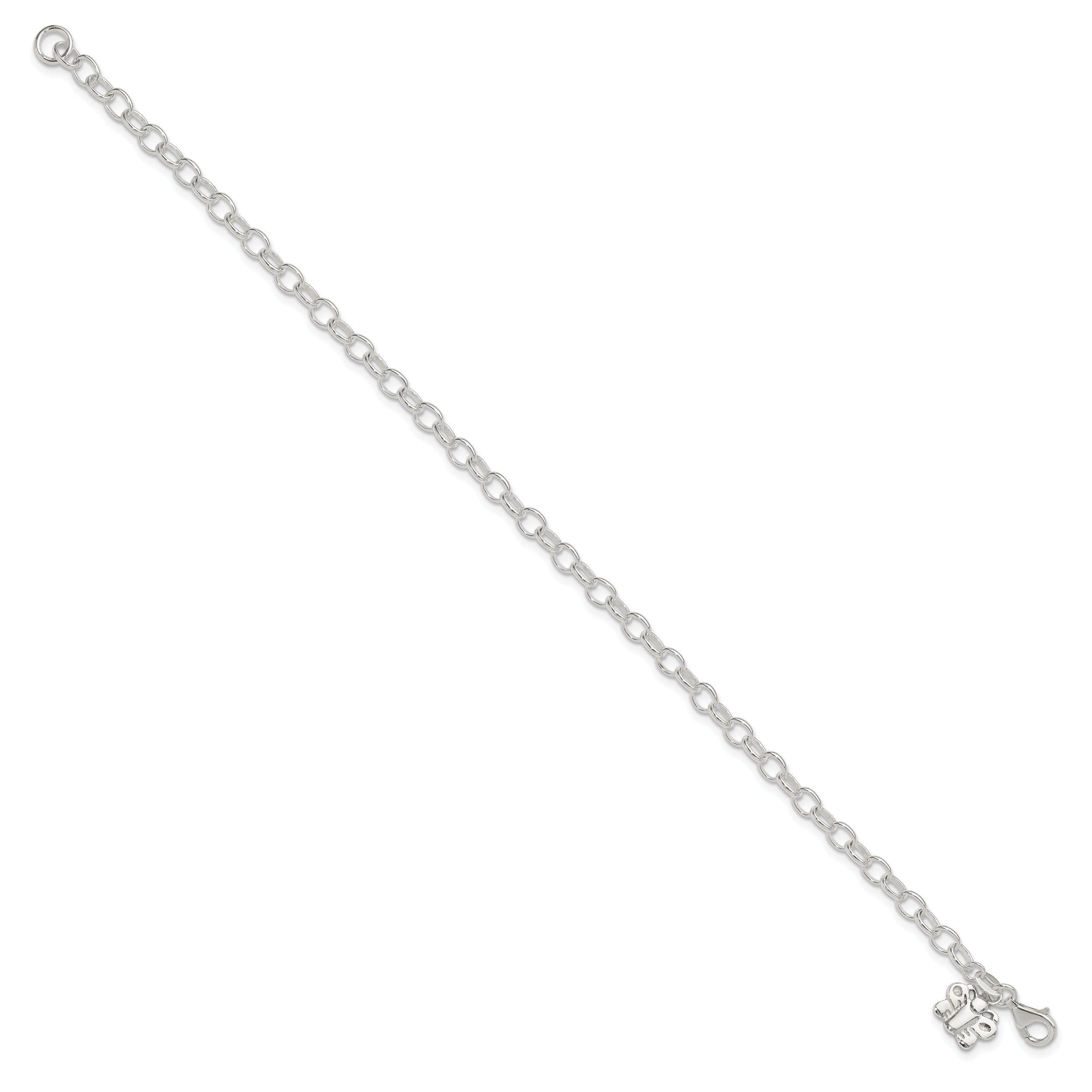 Sterling Silver Small Oval Rolo Link with Butterfly Anklet