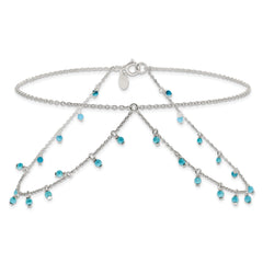 Sterling Silver Turquoise Beads Double Chain Anklet