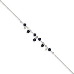 Sterling Silver 9 inch Shadow Crystal & Lapis Anklet