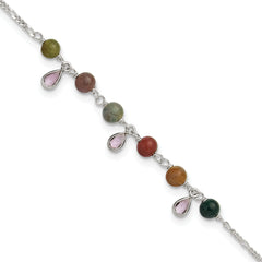 Sterling Silver Fancy Jasper Anklet Bracelet