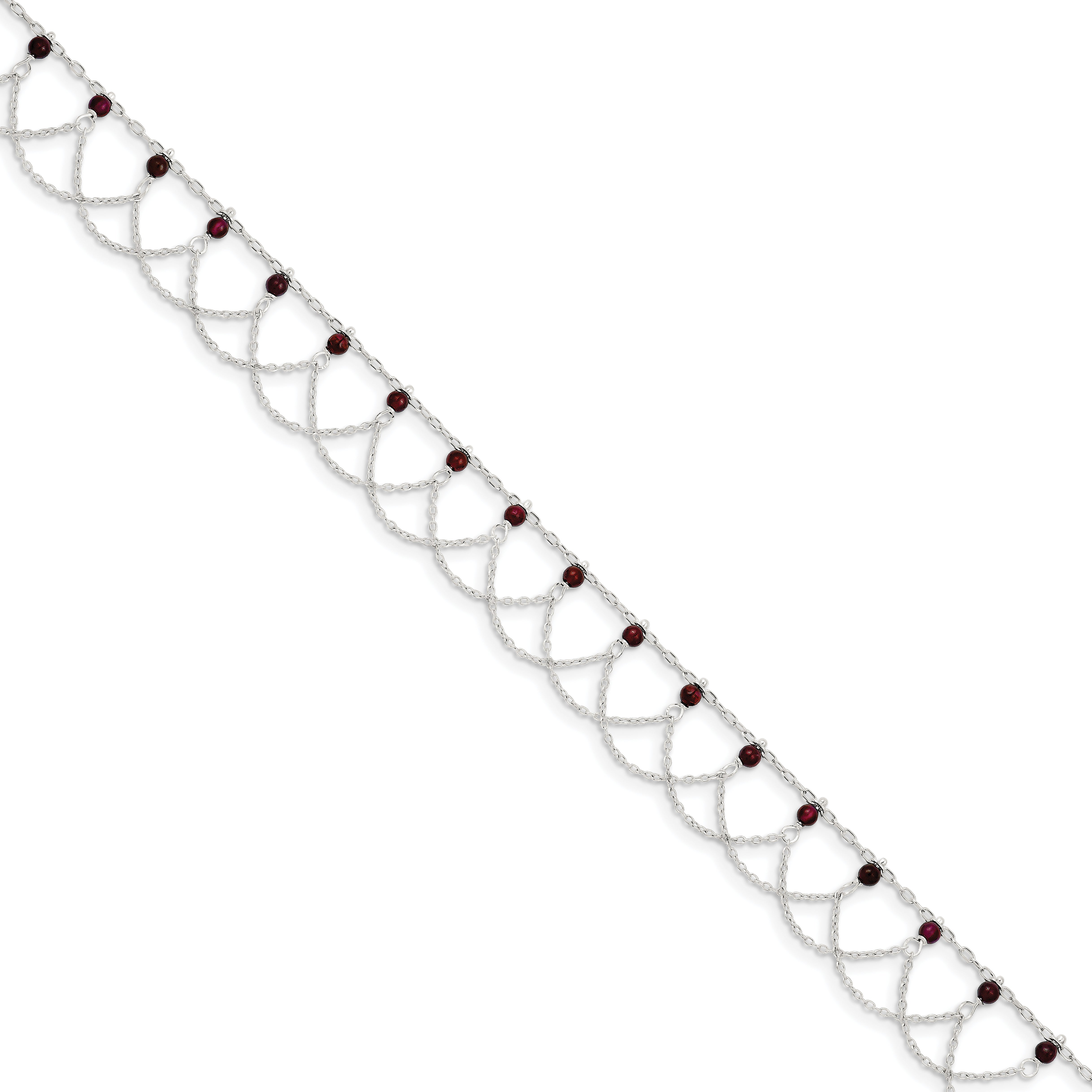 Sterling Silver Rhodolite Garnet Anklet