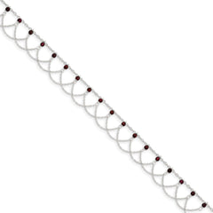 Sterling Silver Rhodolite Garnet Anklet