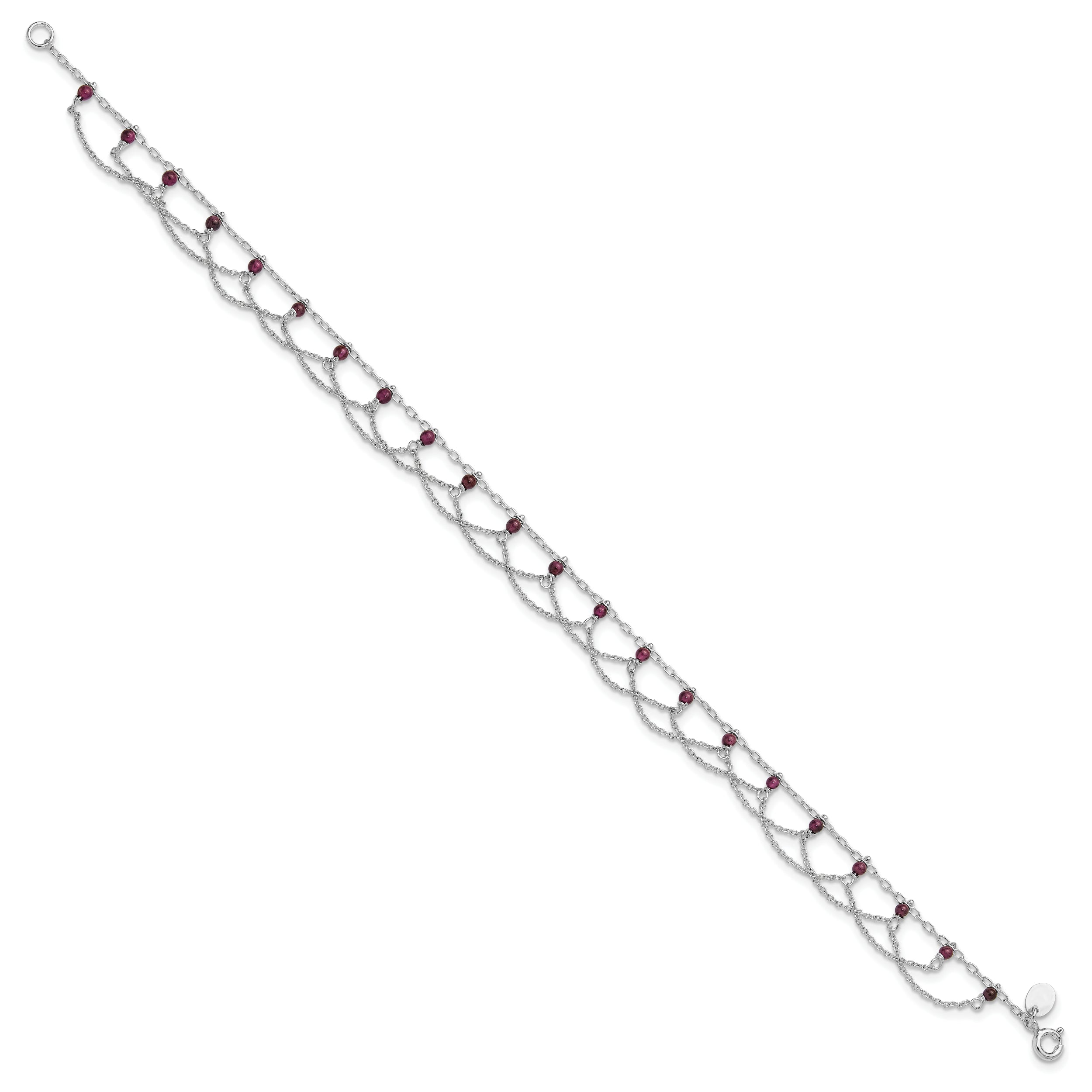 Sterling Silver Rhodolite Garnet Anklet