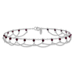 Sterling Silver Rhodolite Garnet Anklet