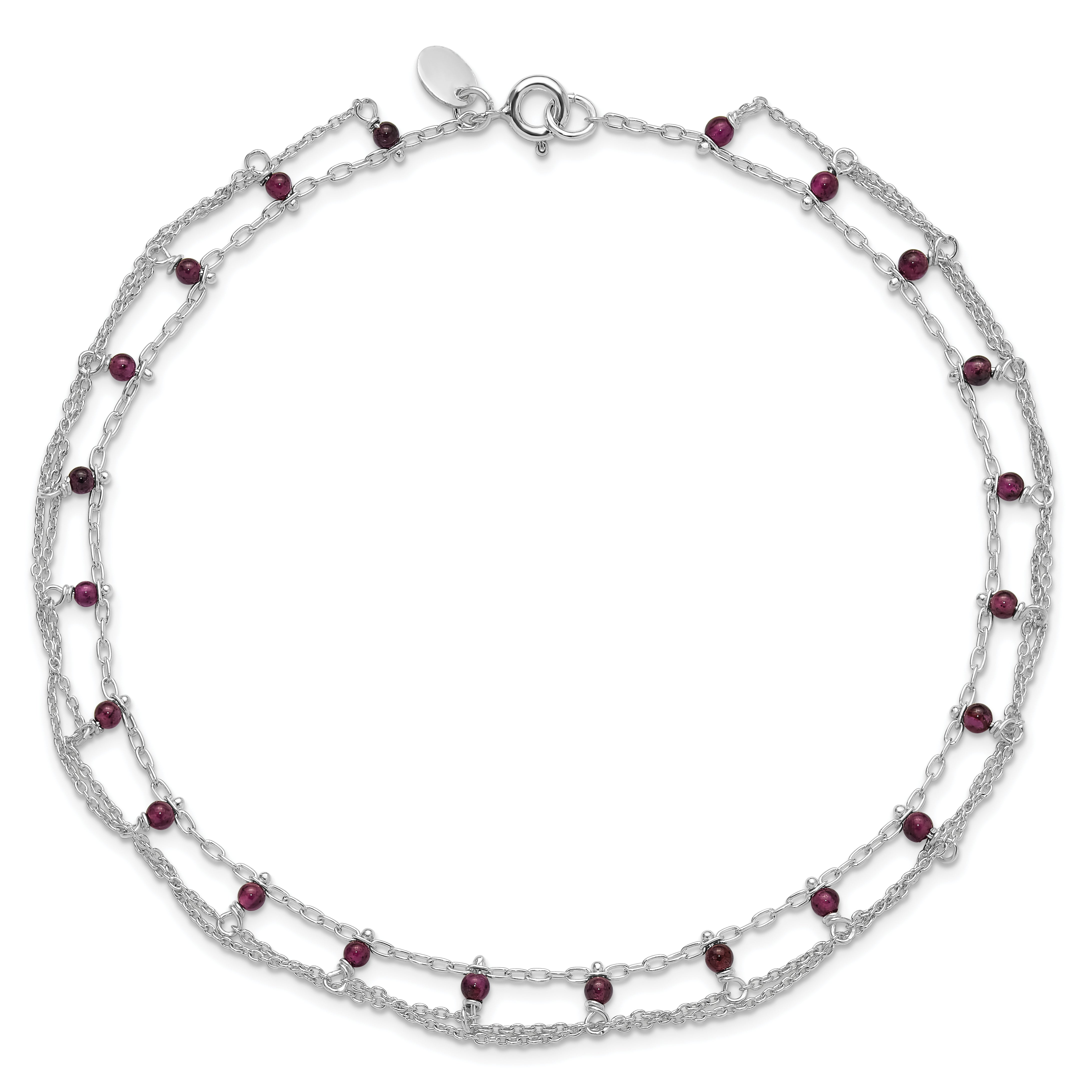 Sterling Silver Rhodolite Garnet Anklet