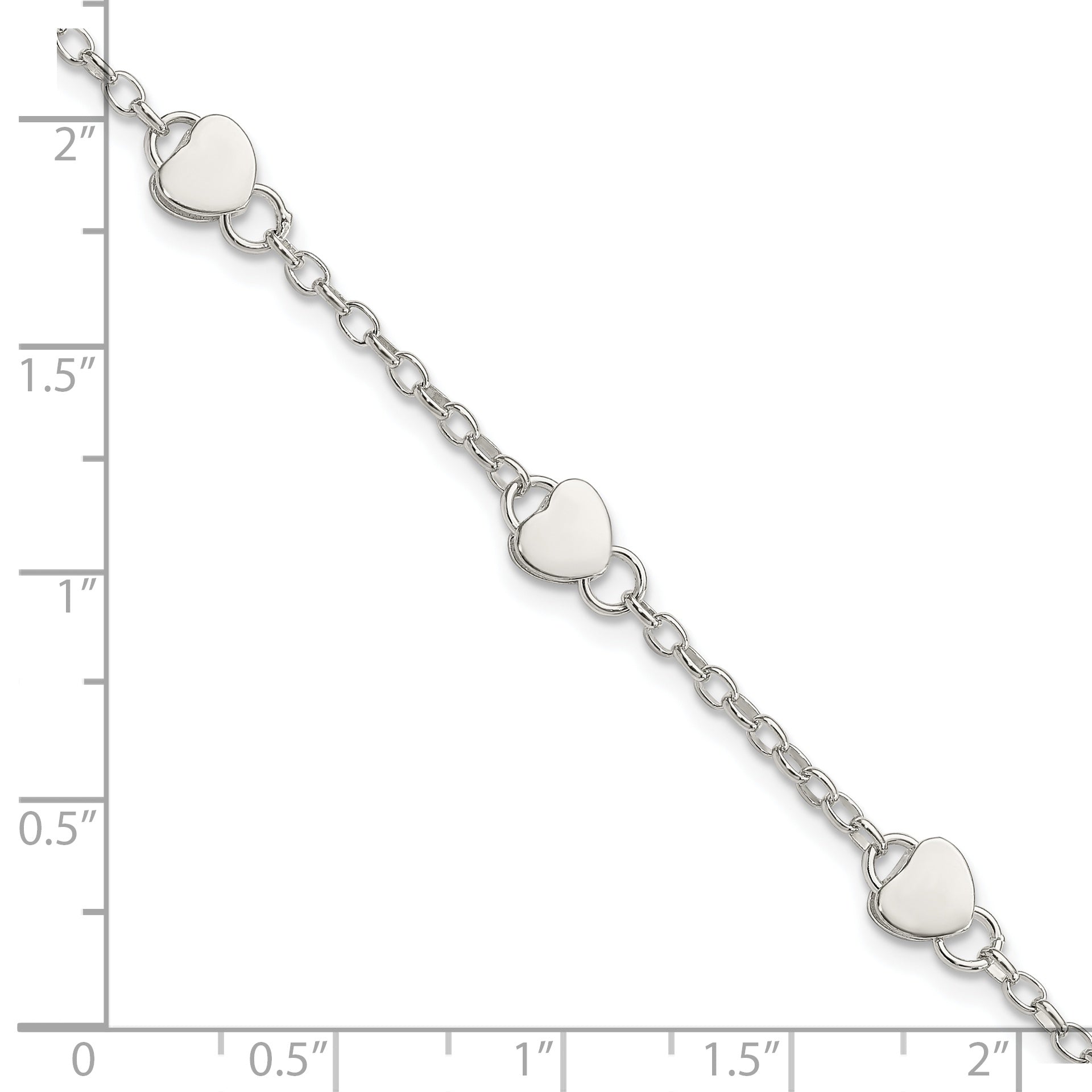 Sterling Silver Heart Childs 5 Inch Plus 1 Inch Ext. Bracelet