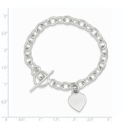 Sterling Silver Dangling Engraveable Heart Charm Bracelet