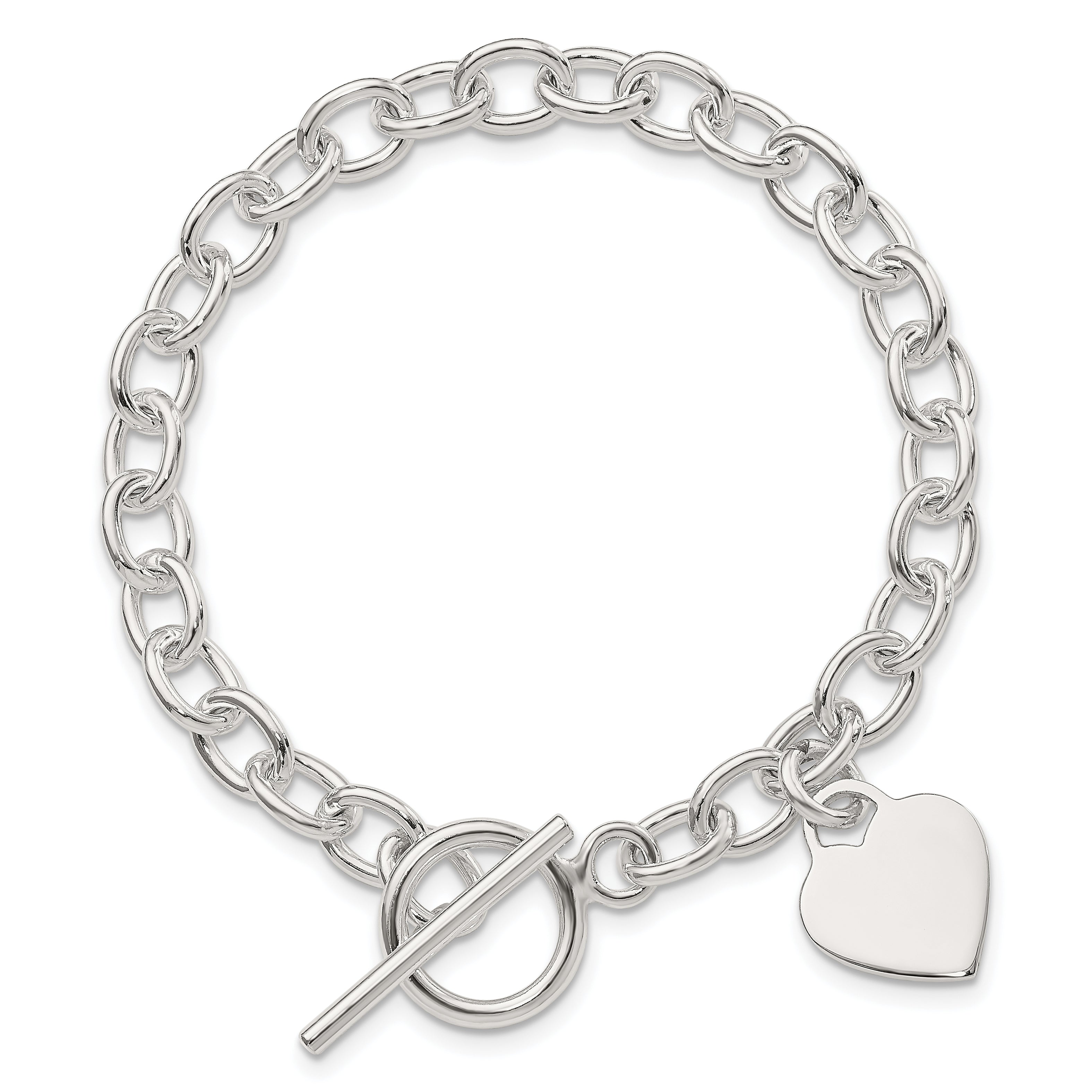 Sterling Silver Dangling Engraveable Heart Charm Bracelet