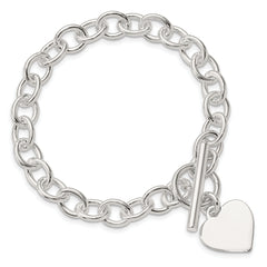 Sterling Silver Engraveable Heart Fancy Link Bracelet