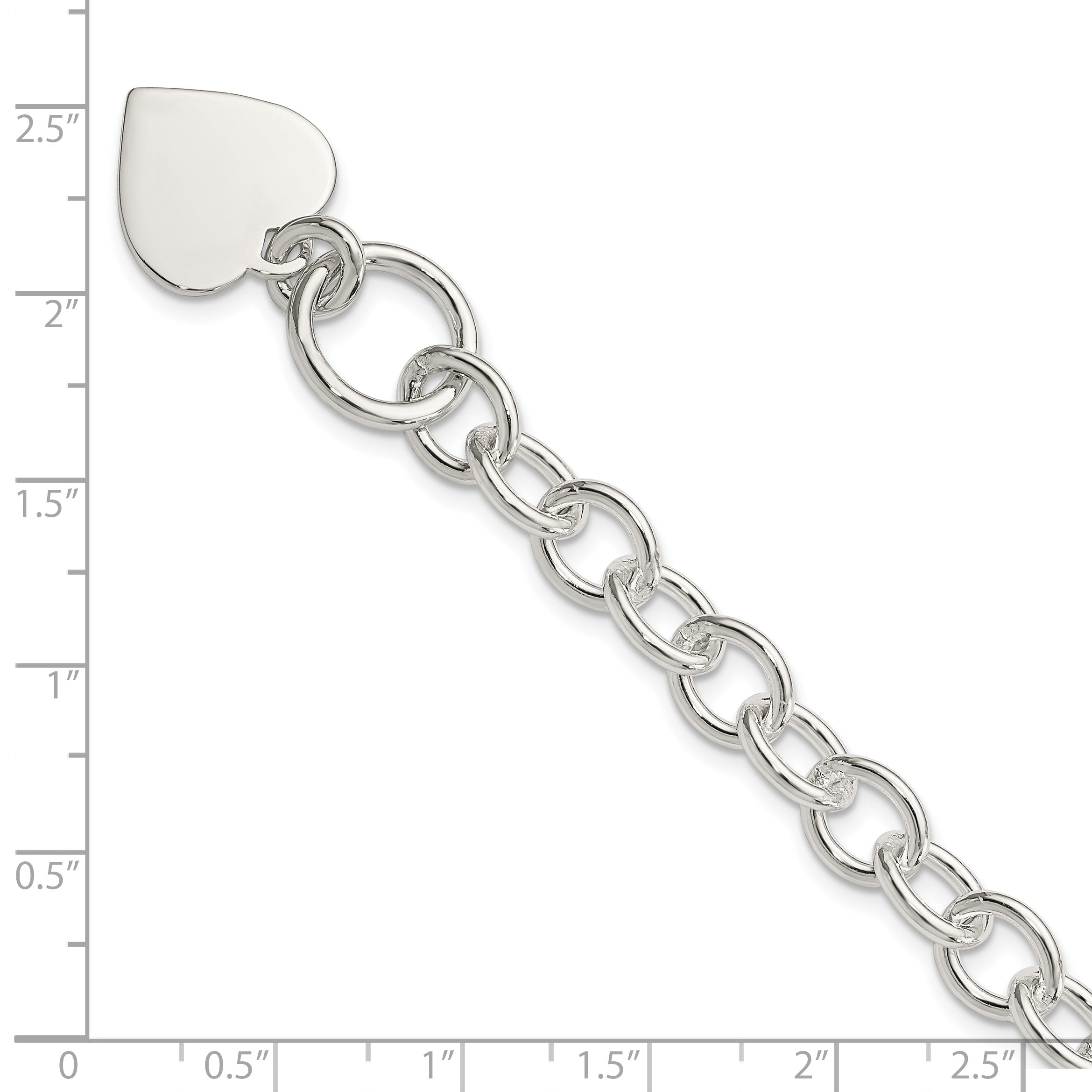 Sterling Silver Engraveable Heart Fancy Link Bracelet