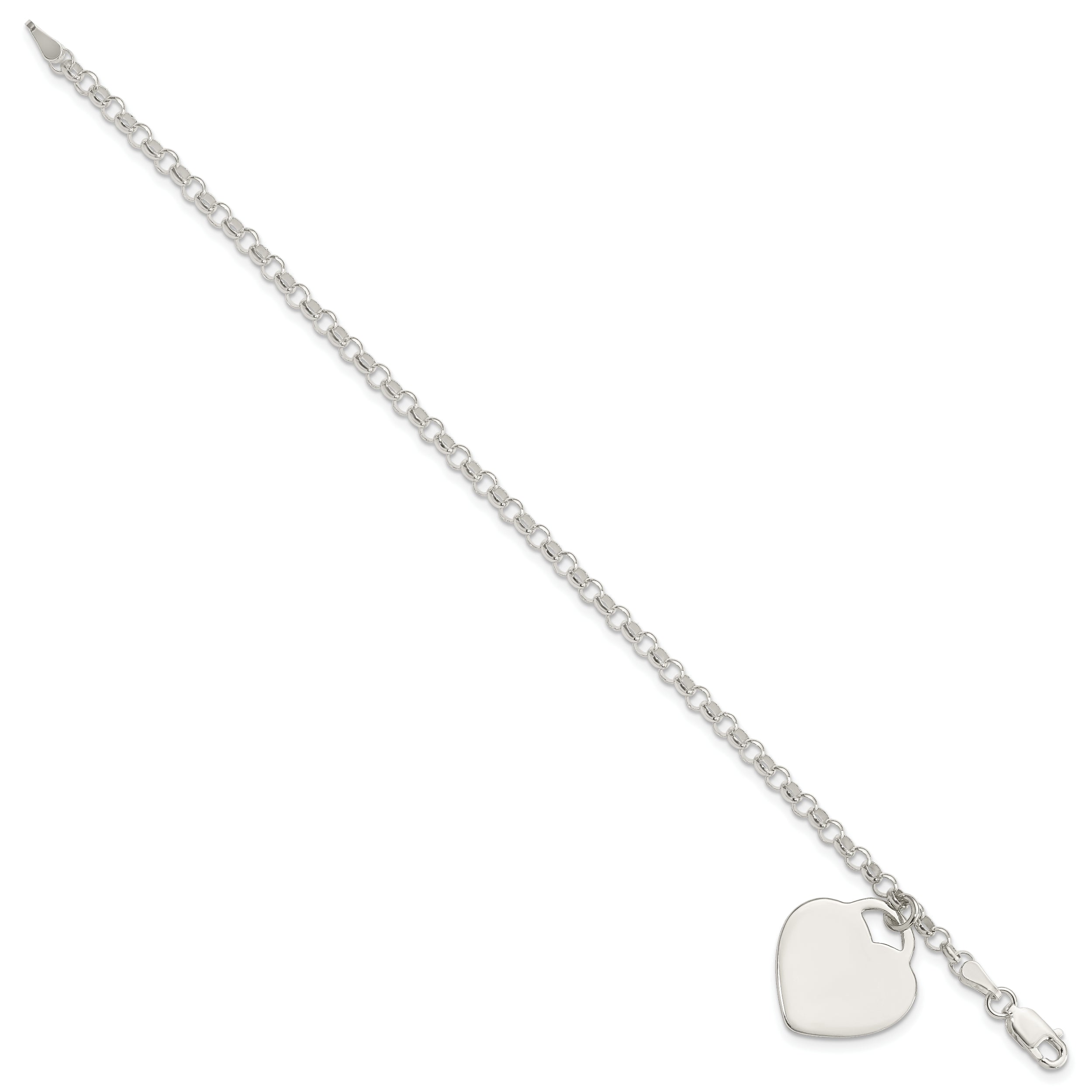 Sterling Silver Engraveable Heart Charm Bracelet