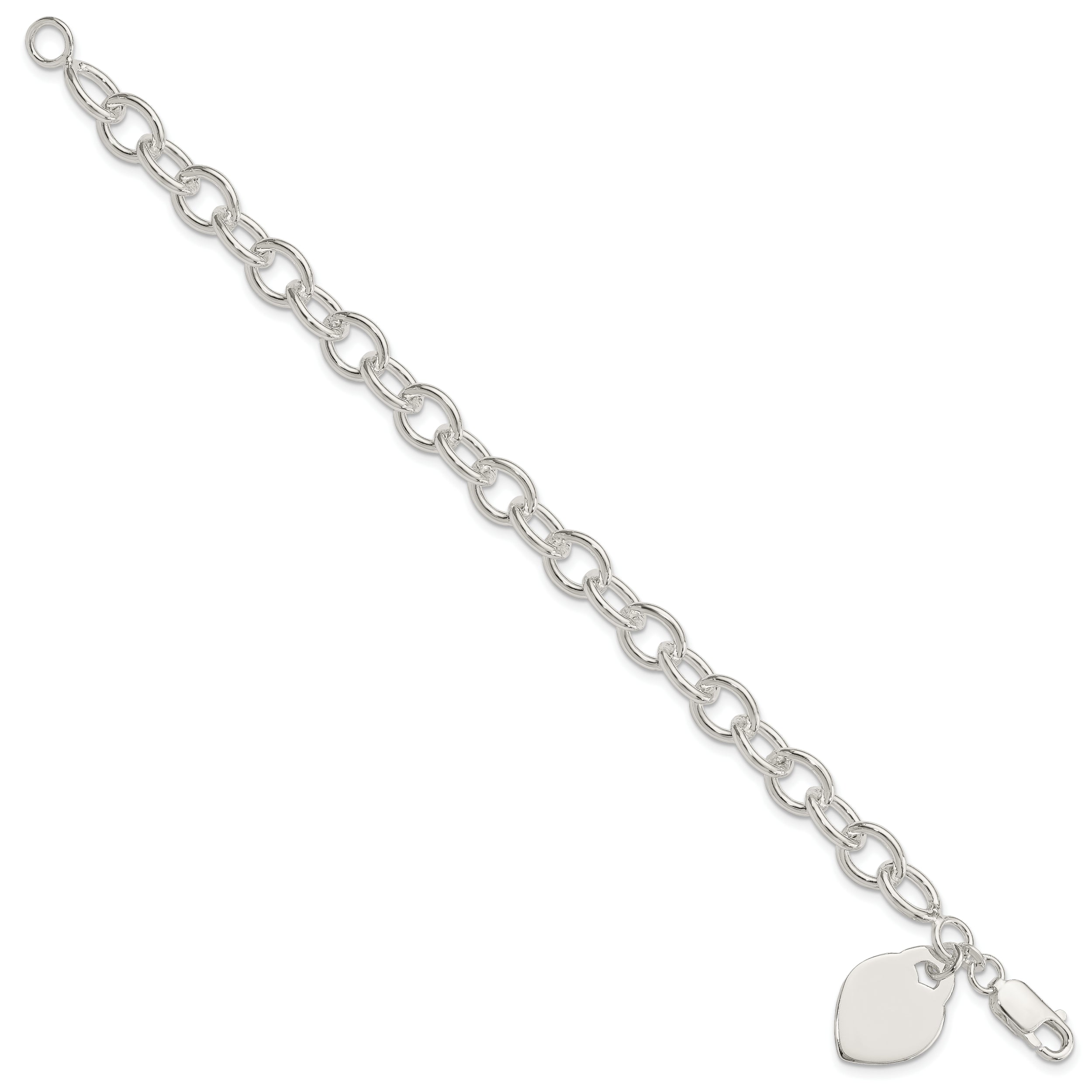 Sterling Silver Polished Engraveable Heart Bracelet