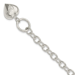 Sterling Silver LOVE Puffed Heart Charm Bracelet