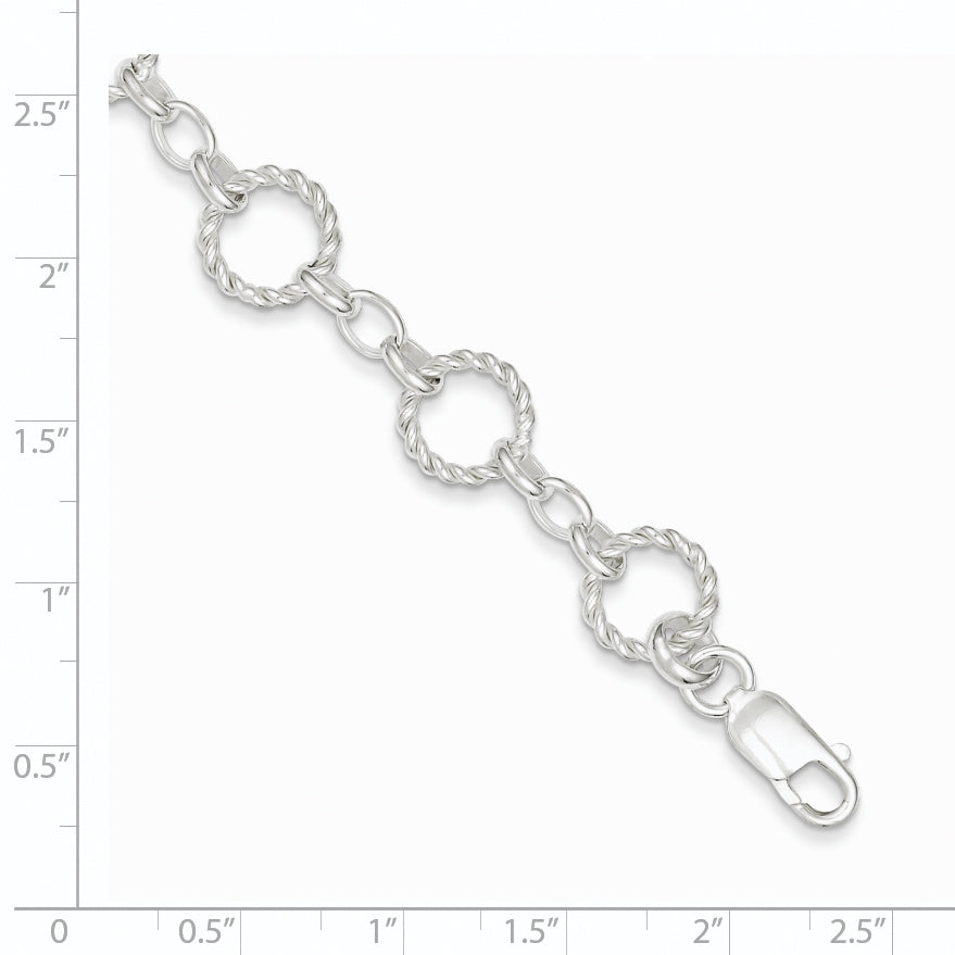 Sterling Silver Twist Circle Link Bracelet