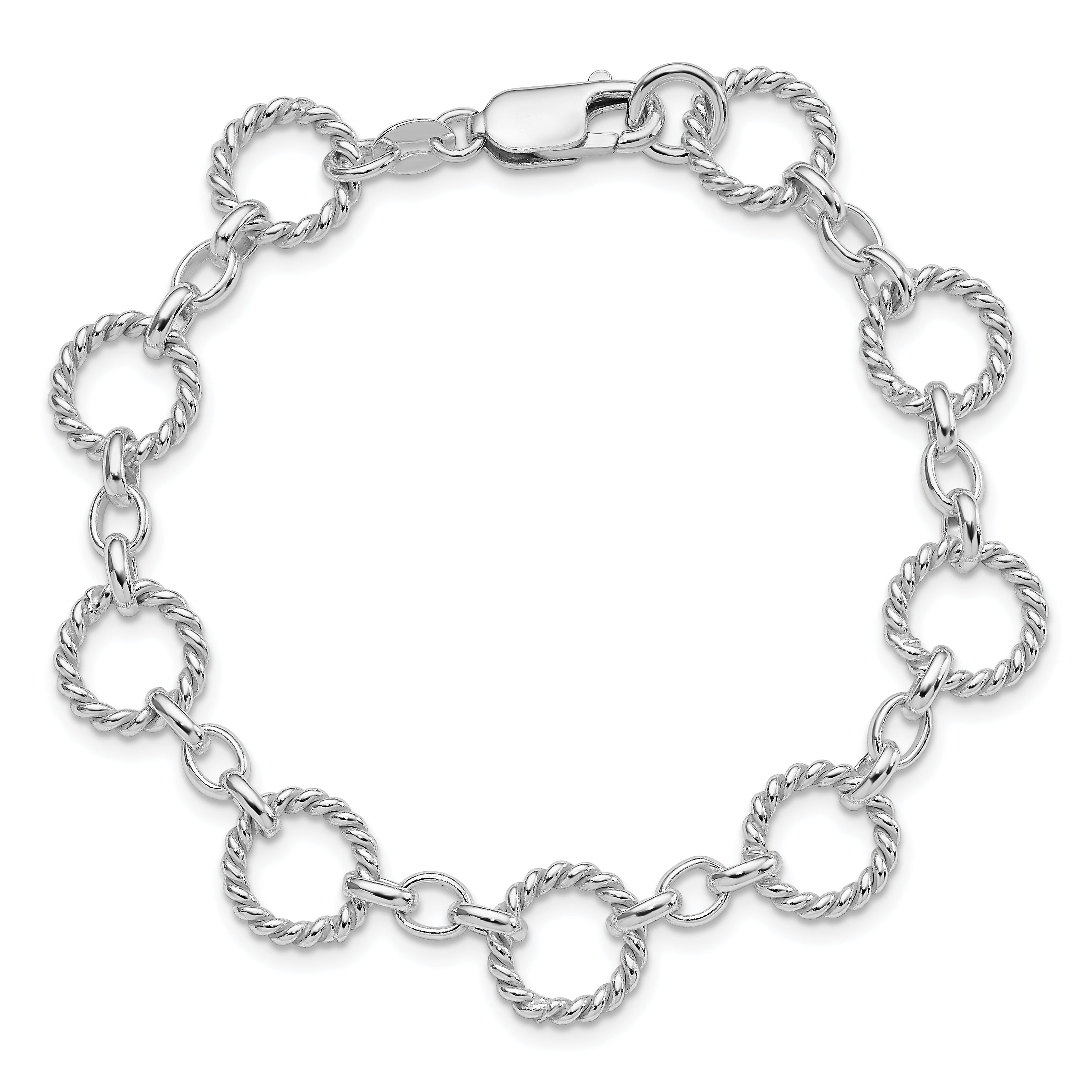 Sterling Silver Twist Circle Link Bracelet