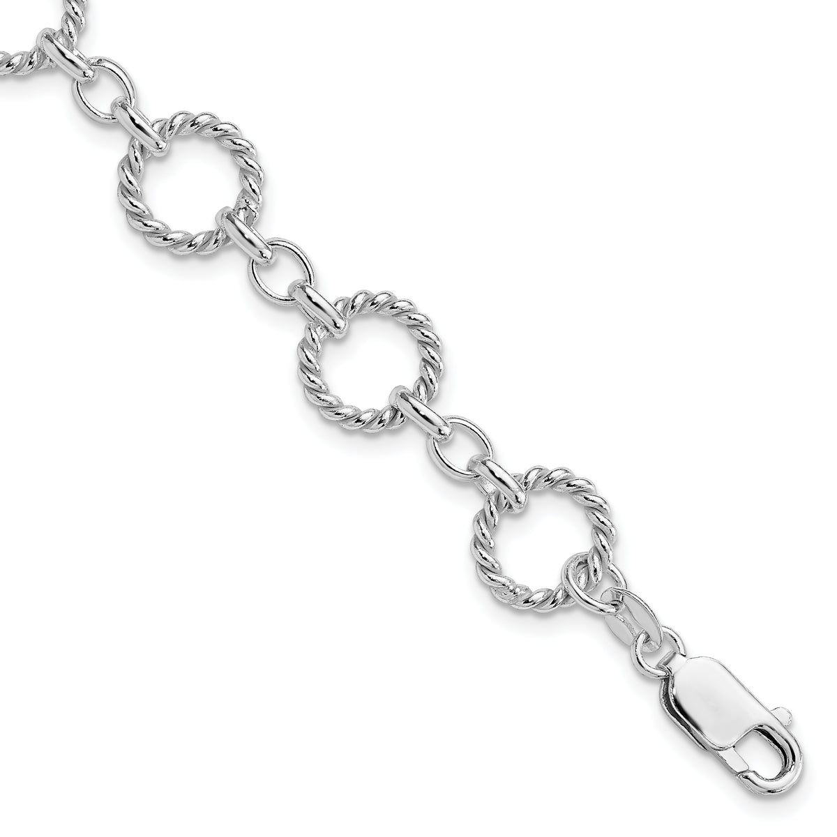 Sterling Silver Twist Circle Link Bracelet