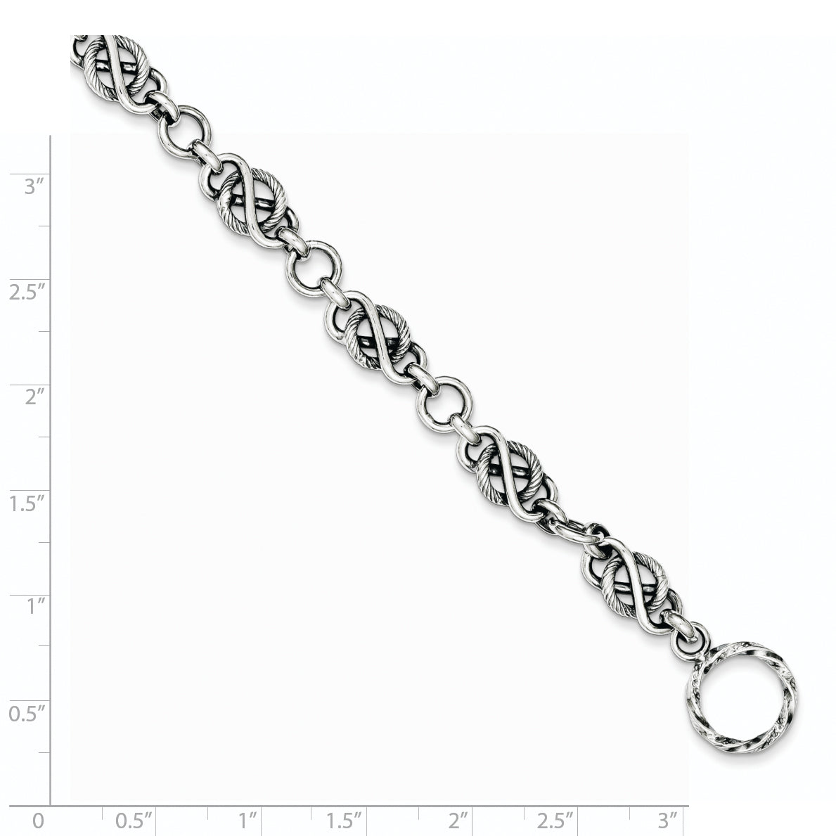 Sterling Silver Antiqued Fancy Link Bracelet