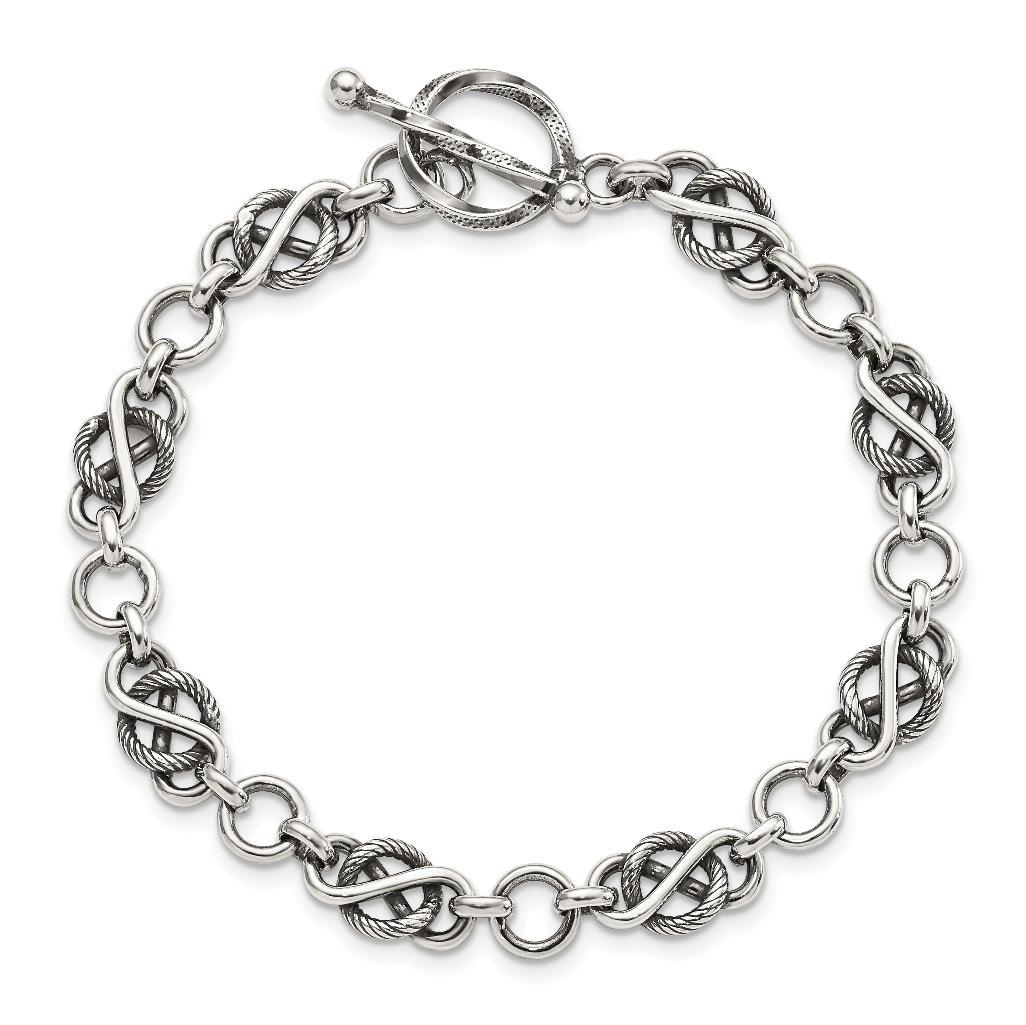 Sterling Silver Antiqued Fancy Link Bracelet