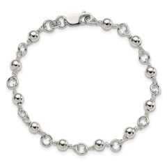 Sterling Silver Beaded Fancy Link Bracelet