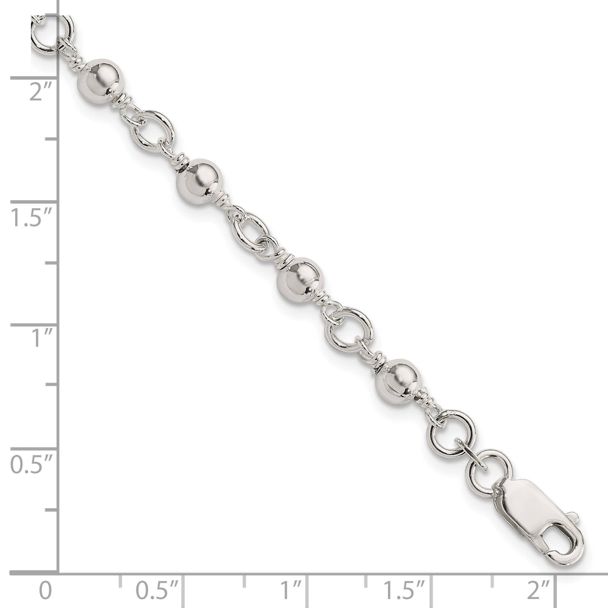 Sterling Silver Beaded Fancy Link Bracelet