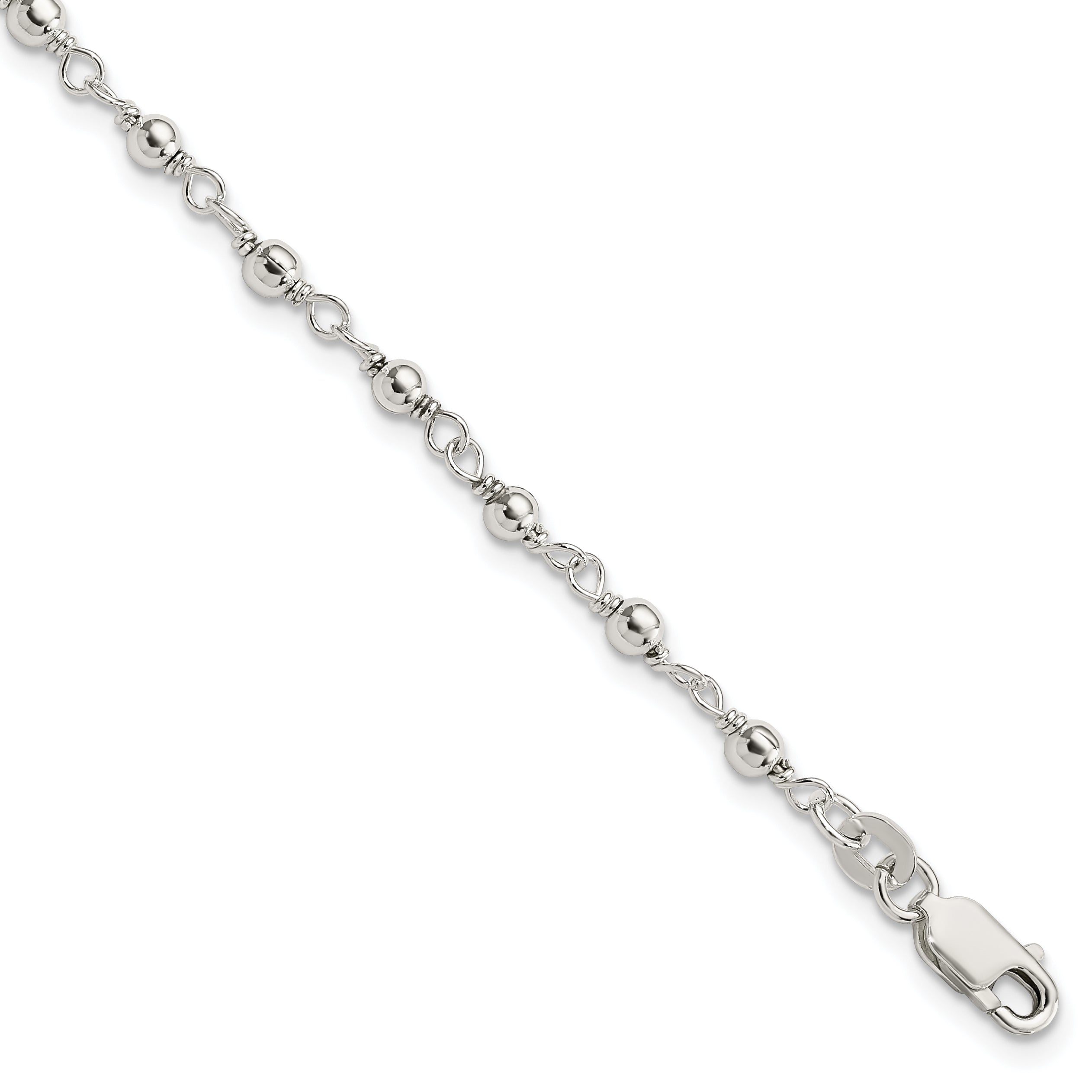 Sterling Silver Bead and Link Bracelet