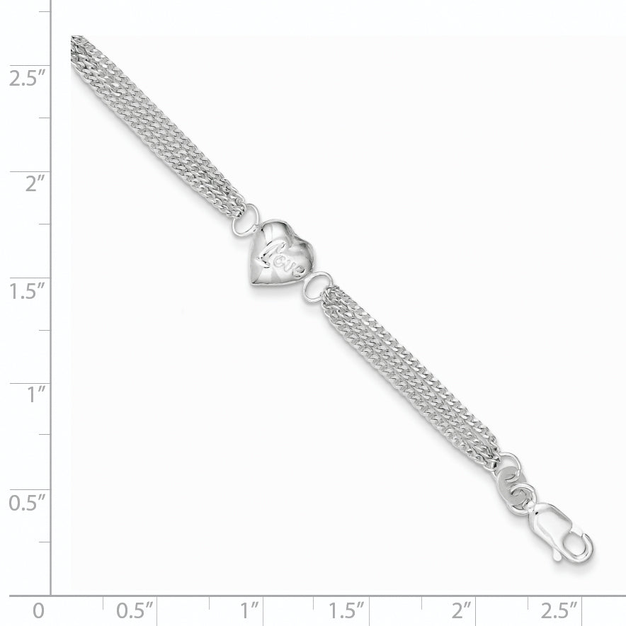 Sterling Silver Heart with Love Bracelet