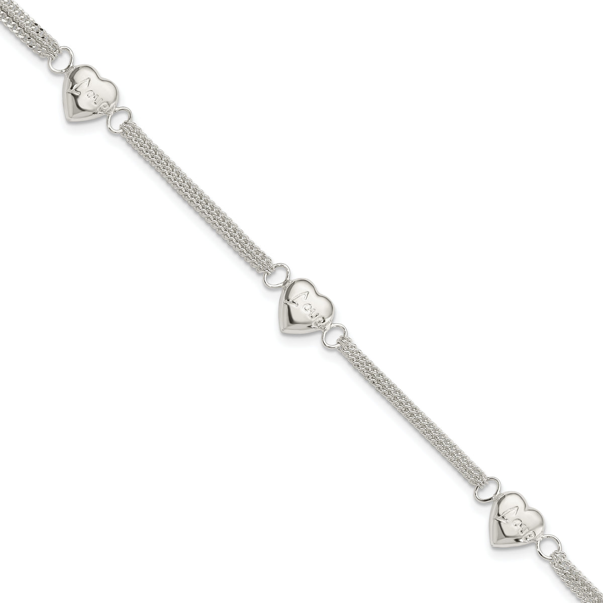 Sterling Silver Heart with Love Bracelet