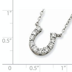 Sterling Silver Rhodium-plated CZ Horseshoe Necklace