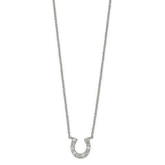 Sterling Silver Rhodium-plated CZ Horseshoe Necklace