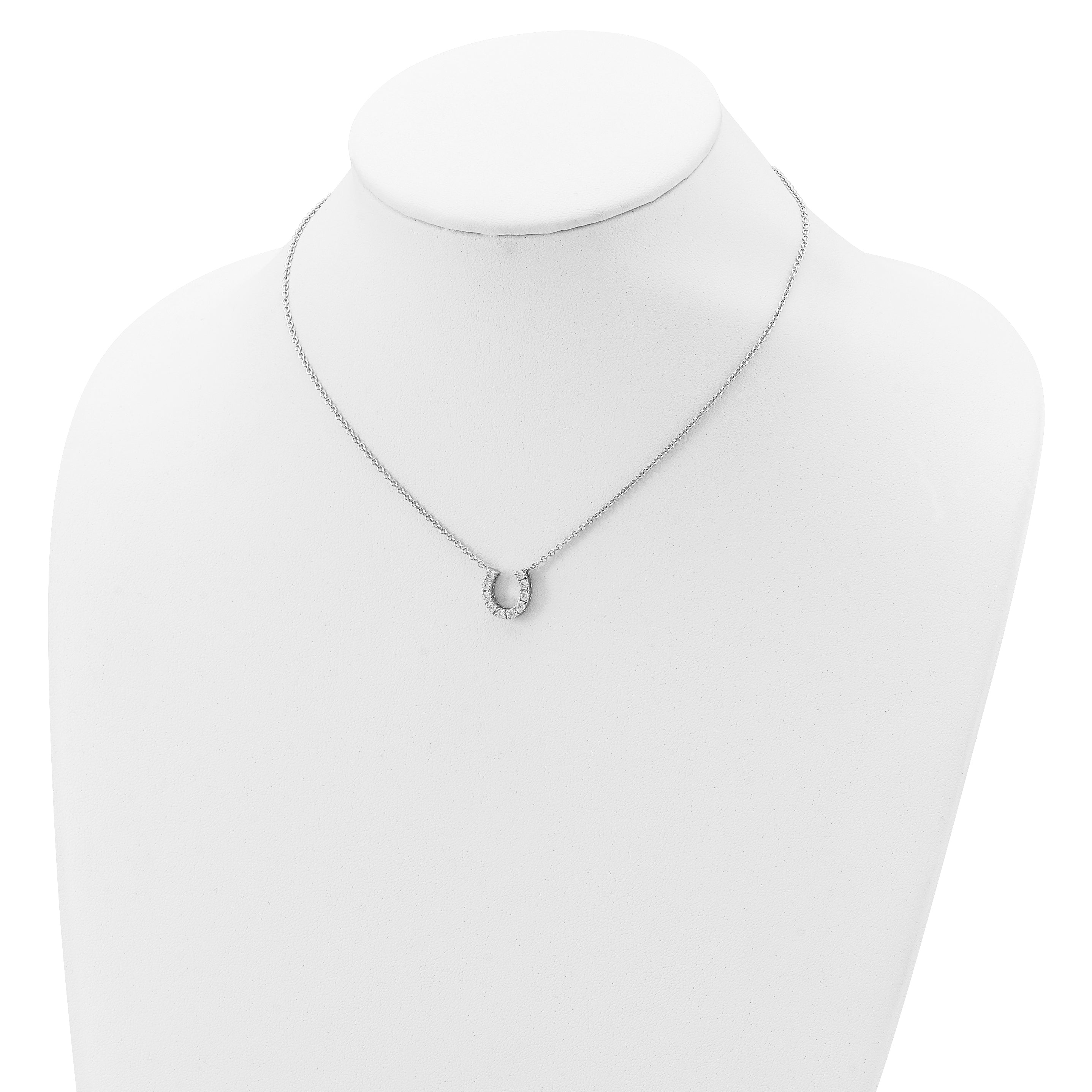 Sterling Silver Rhodium-plated CZ Horseshoe Necklace