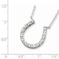 Sophia Jewelers 925 Sterling Silver CZ Horseshoe Necklace with Rhodium Polish