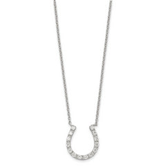 Sophia Jewelers 925 Sterling Silver CZ Horseshoe Necklace with Rhodium Polish