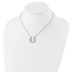 Sophia Jewelers 925 Sterling Silver CZ Horseshoe Necklace with Rhodium Polish