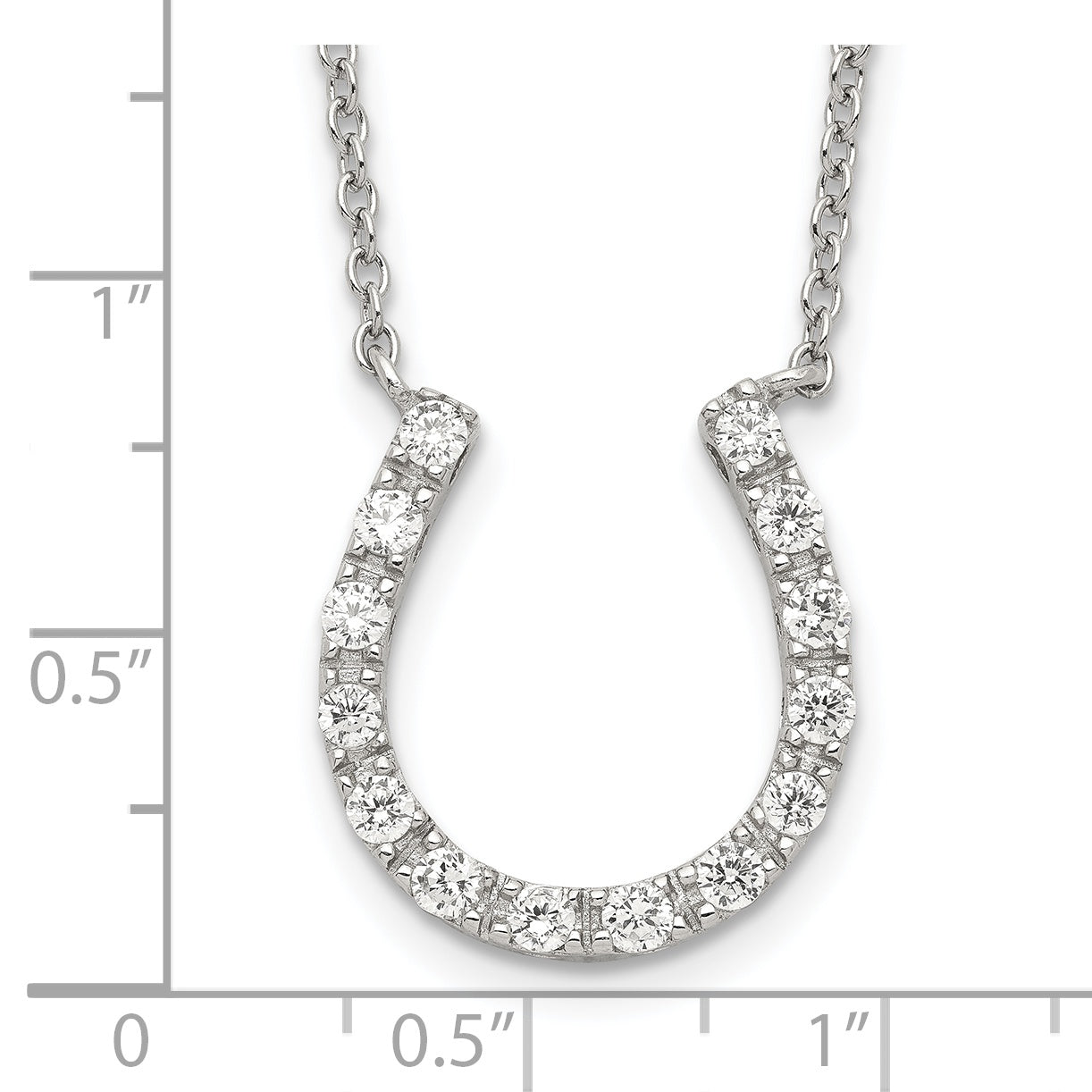 Sterling Silver Rhodium-plated CZ Horseshoe Necklace