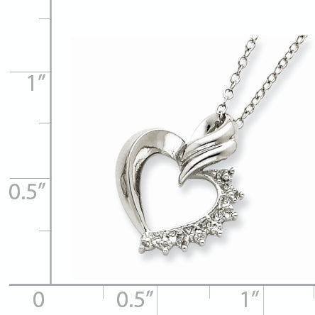 Sophia Jewelers Sterling Silver Heart Diamond Necklace with Rhodium Finish