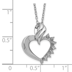 Sophia Jewelers Sterling Silver Heart Diamond Necklace with Rhodium Finish