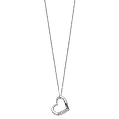 Sterling Silver Diamond Heart Necklace Elegant Rhodium-Plated Design