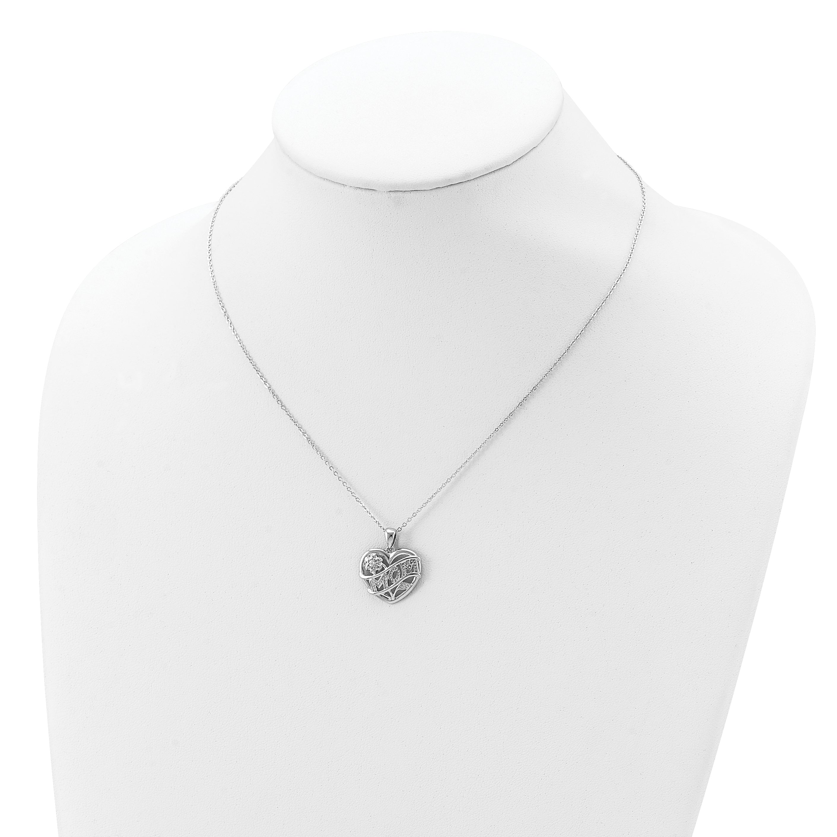 Sterling Silver Rhodium-plated MOM Necklace