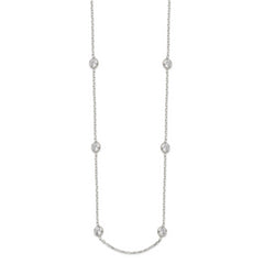 Sterling Silver w/2 in ext. 8-Station CZ Necklace