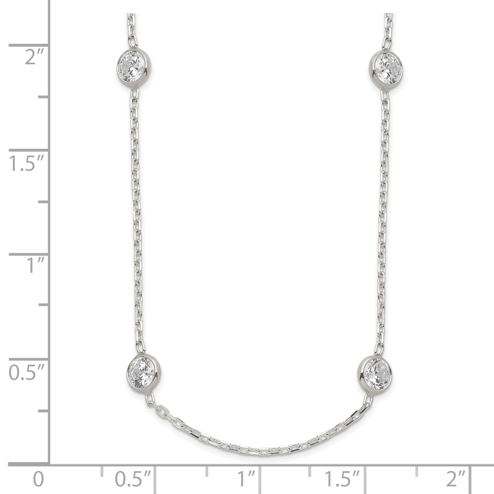 Sterling Silver w/2 in ext. 8-Station CZ Necklace