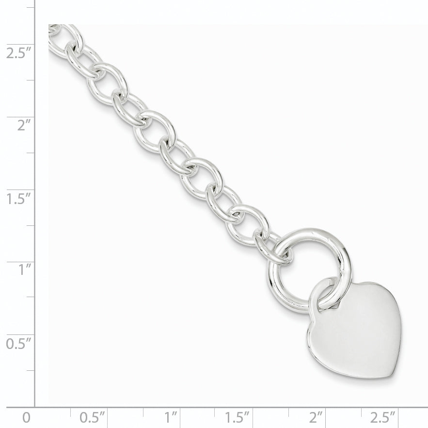 Sterling Silver Engraveable Heart Disc Toggle Bracelet