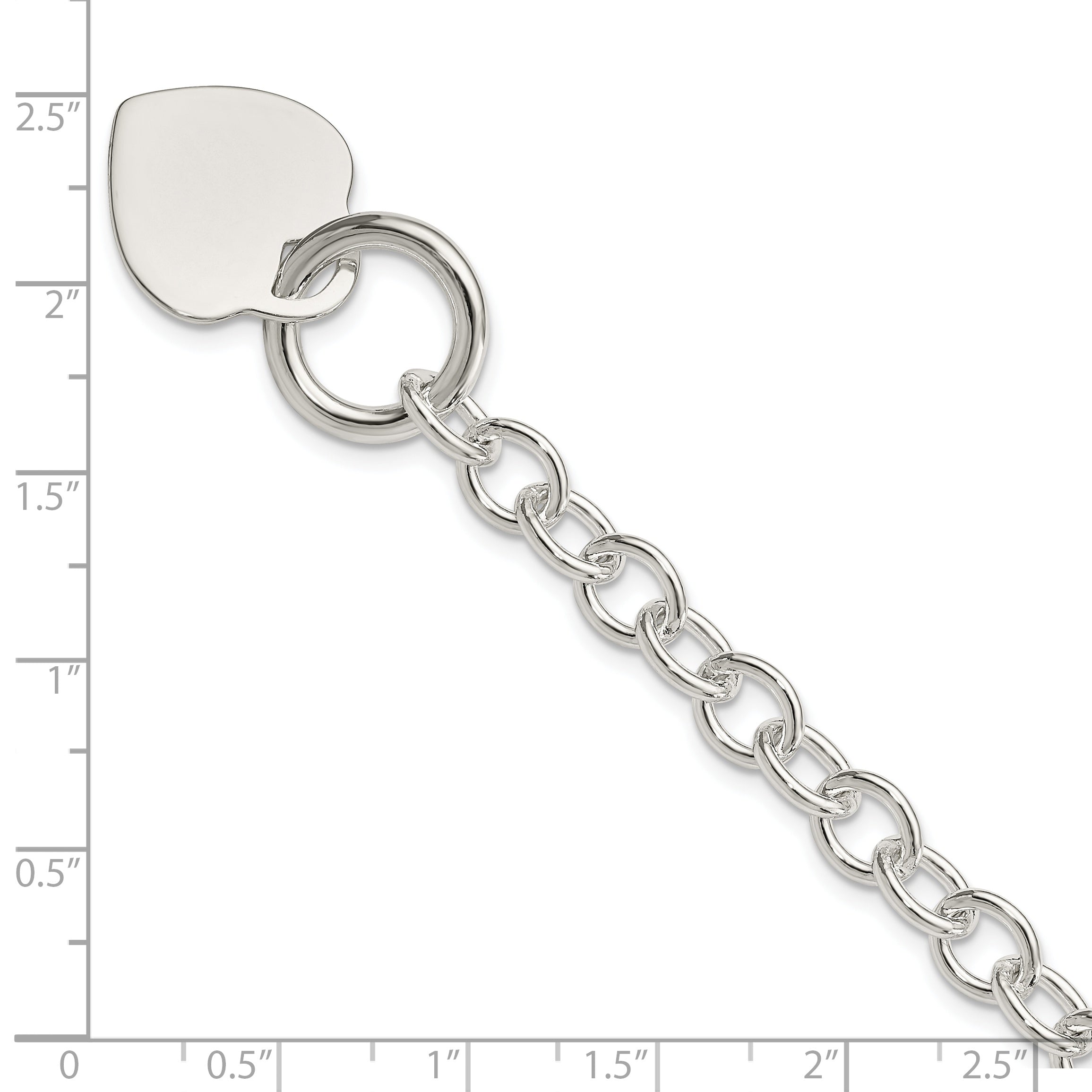 Sterling Silver Engraveable Heart Disc Toggle Bracelet