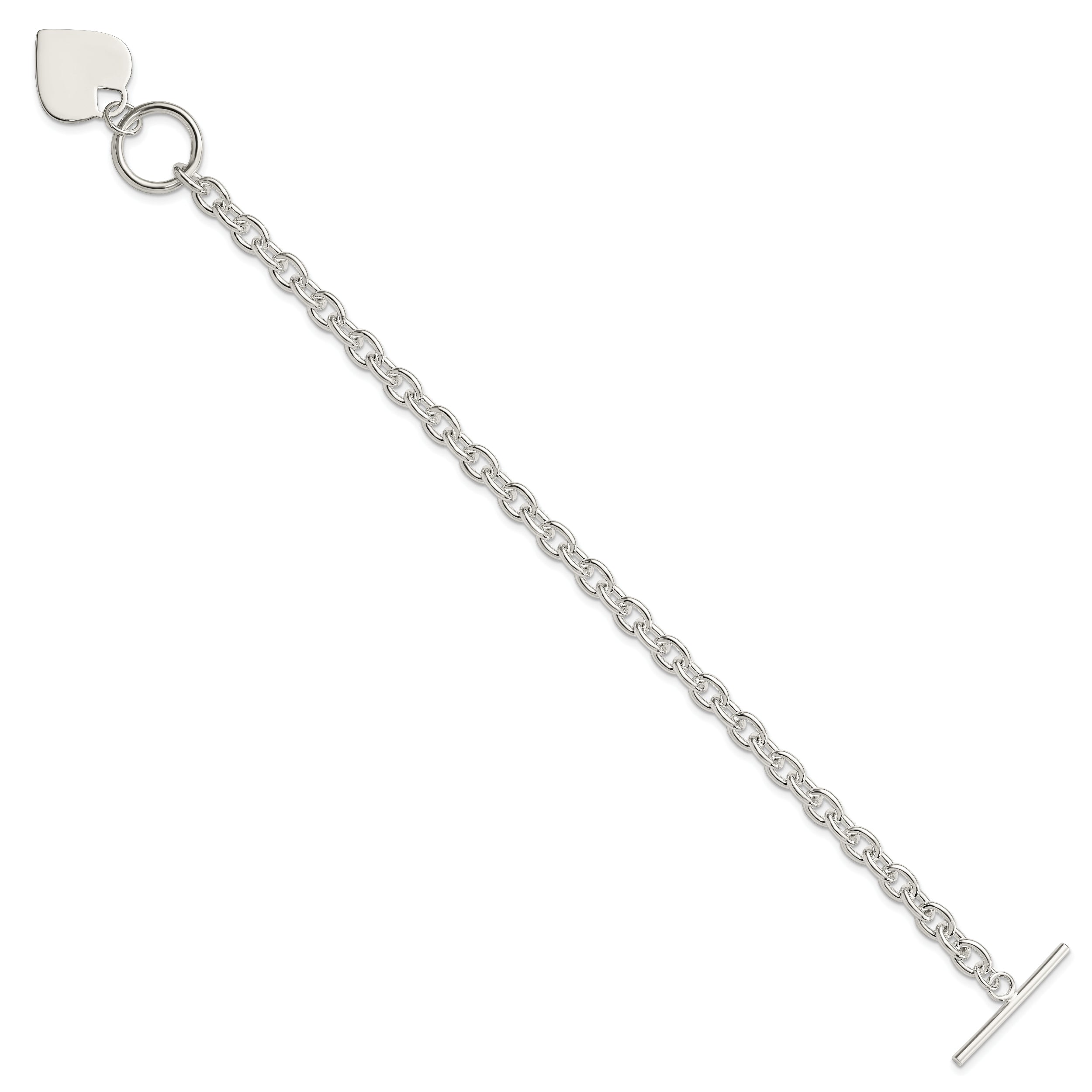 Sterling Silver Engraveable Heart Toggle Bracelet