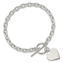 Sterling Silver Engraveable Heart Toggle Bracelet