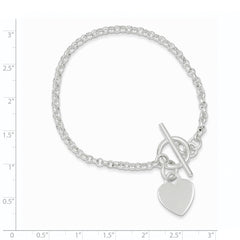 Sterling Silver Fancy Engraveable Heart Bracelet