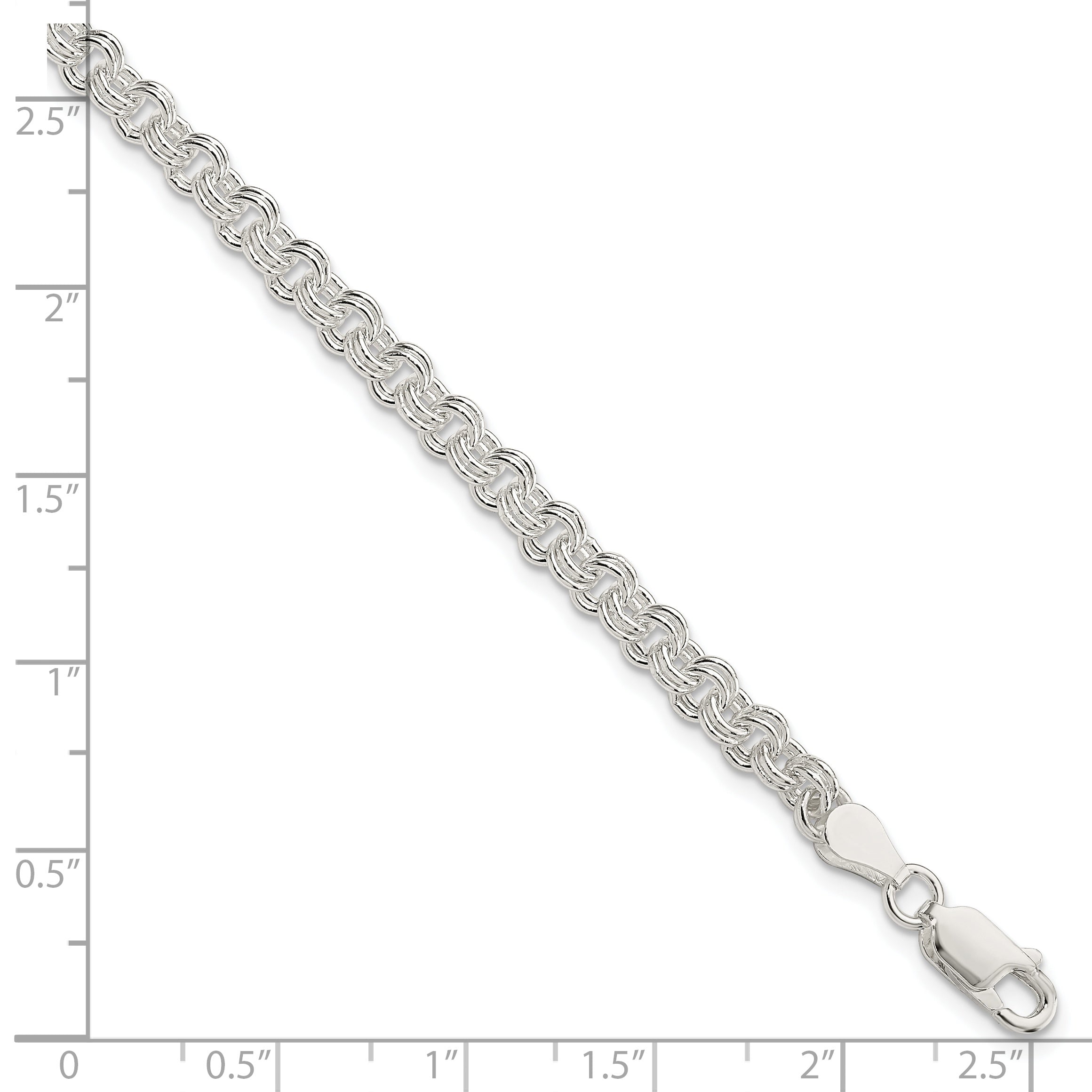 Sterling Silver 4mm Double Link Charm Bracelet